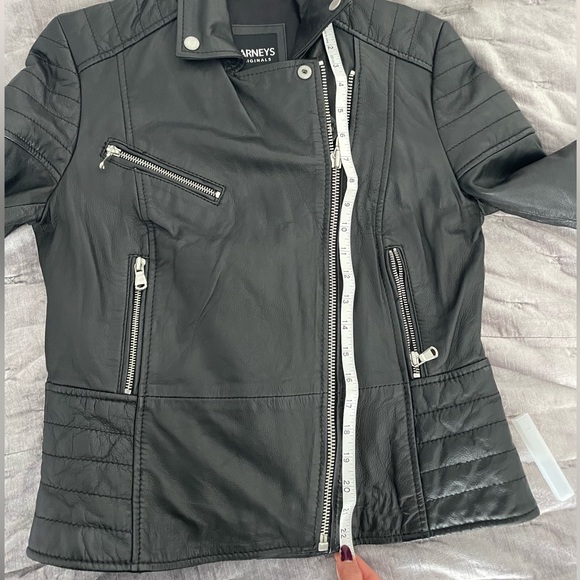 Barneys black 100% sheep leather jacket, size US 10 - Picture 10 of 10